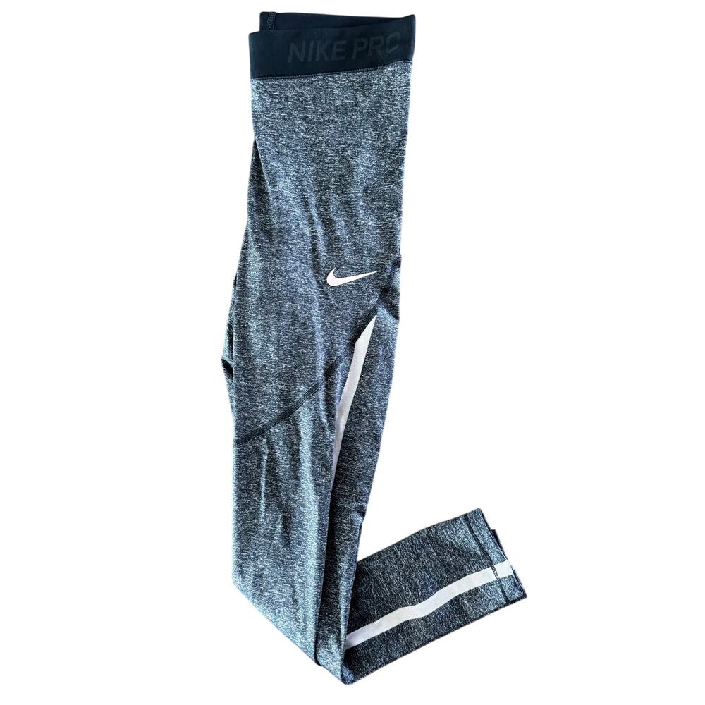 Nike Pro Medium Gray Heather Compression Leggings Dri-FIT Athletic
